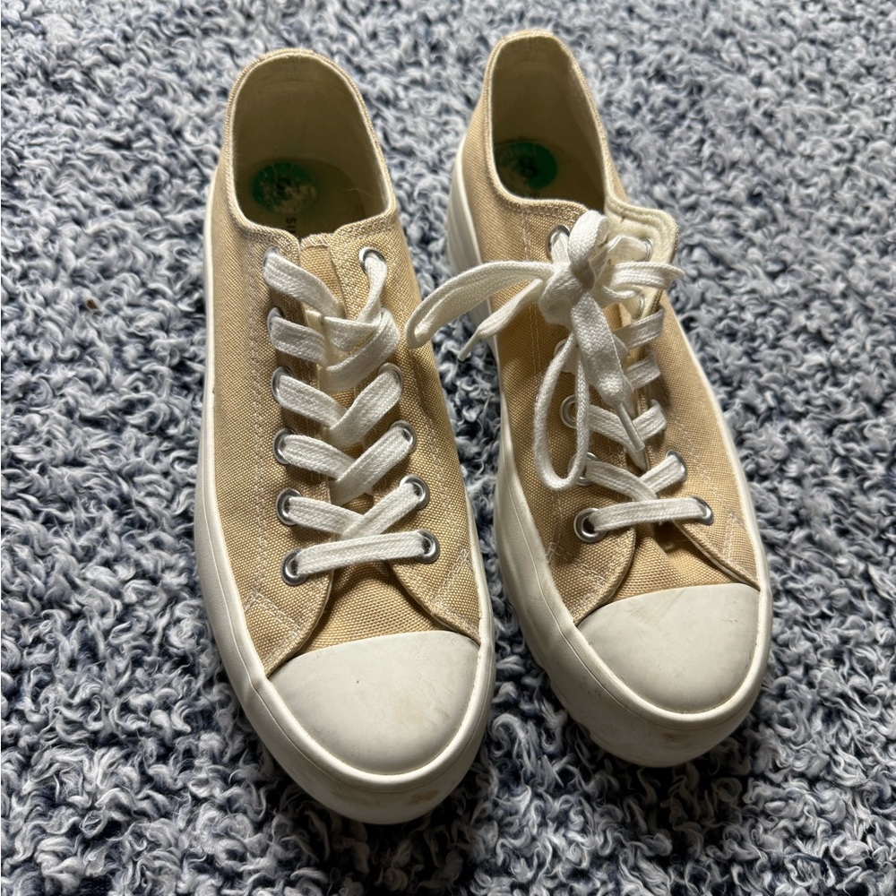 Sincerely Jules Tan Canvas Platform Sneakers